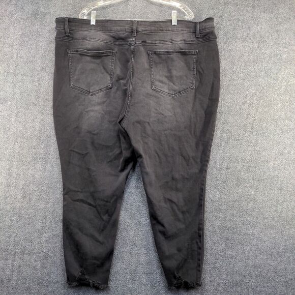 Terra & Sky Women's Skinny Leg Jeans Black Plus 24W Denim Frayed Hem - Picture 5 of 10